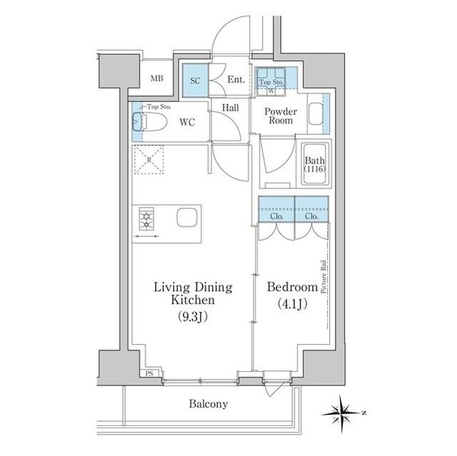 スタイリオ新丸子ノース(1LDK/2階)の間取り写真