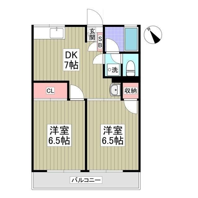 シティハイムアケボノA(2DK/2階)の間取り写真