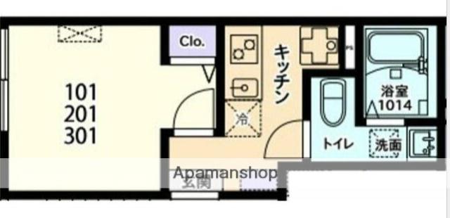 パークテラス大和(1K/2階)の間取り写真