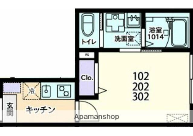 パークテラス大和(1K/2階)の間取り写真