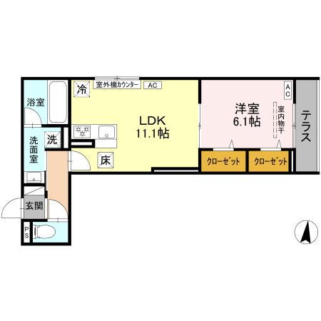 エリオント大和中央(1LDK/1階)の間取り写真