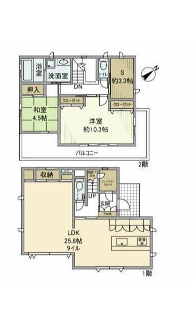 湘南モノレール 片瀬山駅 徒歩9分 2階建 築18年(2SLDK)の間取り写真