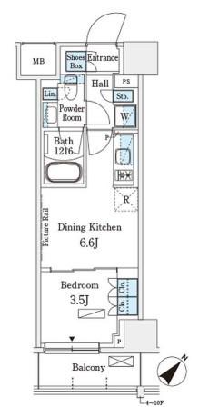 パークアクシス横浜伊勢佐木町通(1DK/10階)の間取り写真