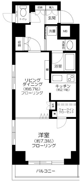 アルカンシエル横浜山下公園(1DK/7階)の間取り写真