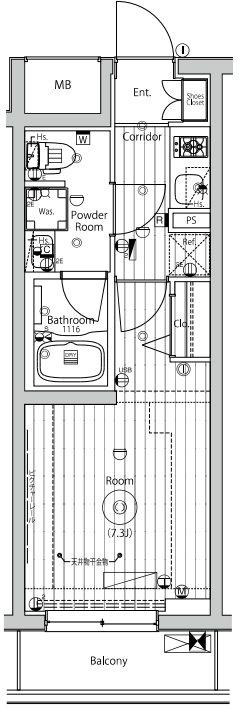 メイクスアート桜木町(1K/1階)の間取り写真