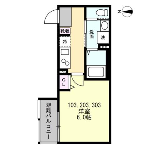 ベイルーム相模大塚(1K/3階)の間取り写真