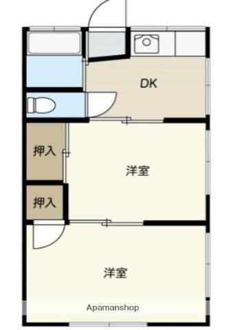 港南ほほえみ荘(2DK/2階)の間取り写真