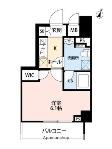 SQUARE CITY YOKOHAMA NEGISHI Ⅱ(1K/4階)の間取り写真