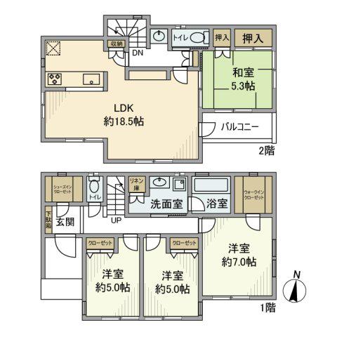 横浜市ブルーライン 新羽駅 バス乗車時間：8分 新吉田小学校南バス停で下車 徒歩3分 2階建 築8年(4LDK)の間取り写真