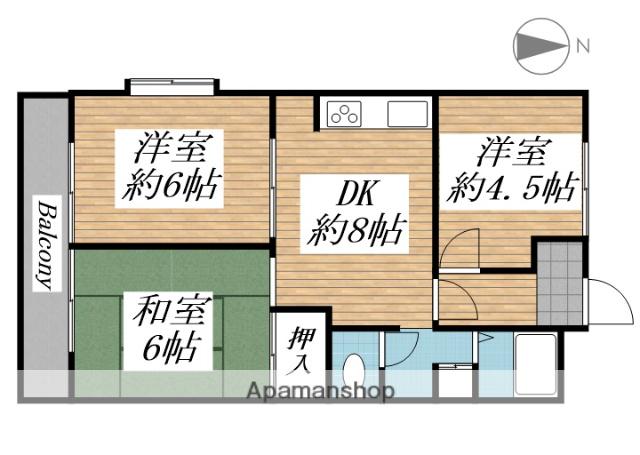 第25明智ビル(3DK/1階)の間取り写真