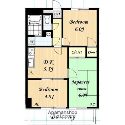 リブステージ横浜(3DK/10階)の間取り写真