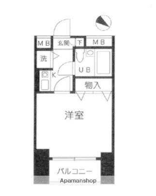 マリオン横浜ハーバーライト(1K/2階)の間取り写真
