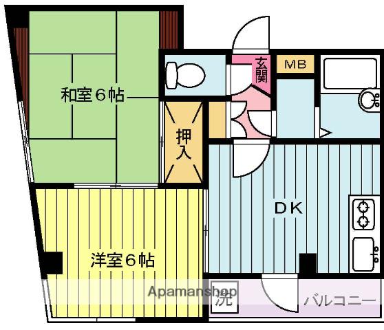 MKビル(2DK/5階)の間取り写真