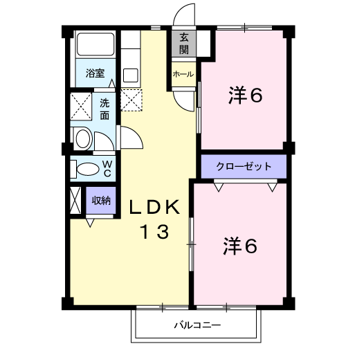 セラブールⅣ(2LDK/1階)の間取り写真