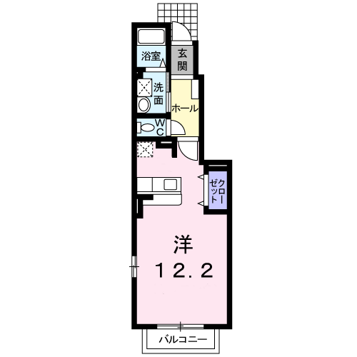 カーサ ドマ-ニ1(ワンルーム/1階)の間取り写真