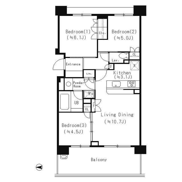 パークアクシス大船(3LDK/6階)の間取り写真