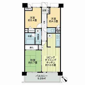 レクセルマンション鶴川(3LDK/4階)の間取り写真