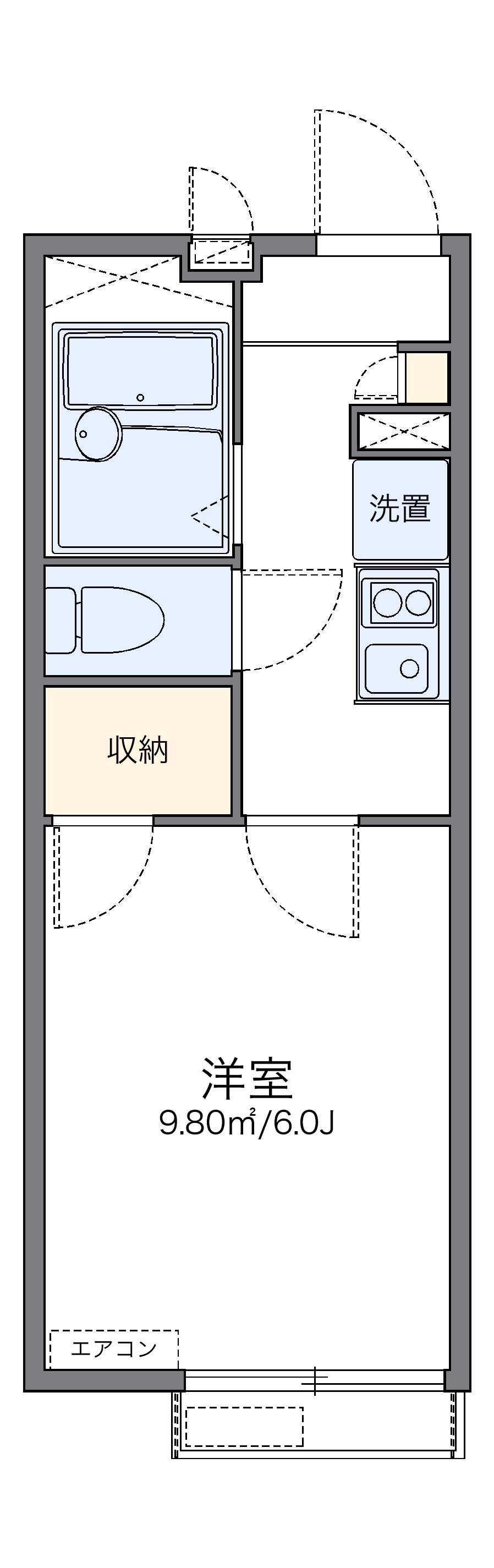 レオパレスグランドKIⅡ(1K/2階)の間取り写真