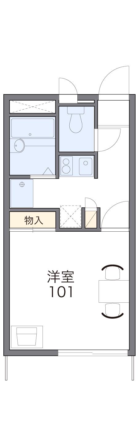 レオパレスロックフィールド(1K/2階)の間取り写真