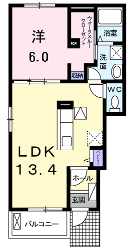 セレーノ チェーロⅡ(1LDK/1階)の間取り写真
