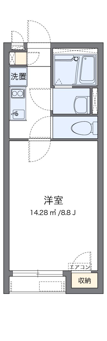 クレイノさんふらわー緑ケ丘(1K/2階)の間取り写真