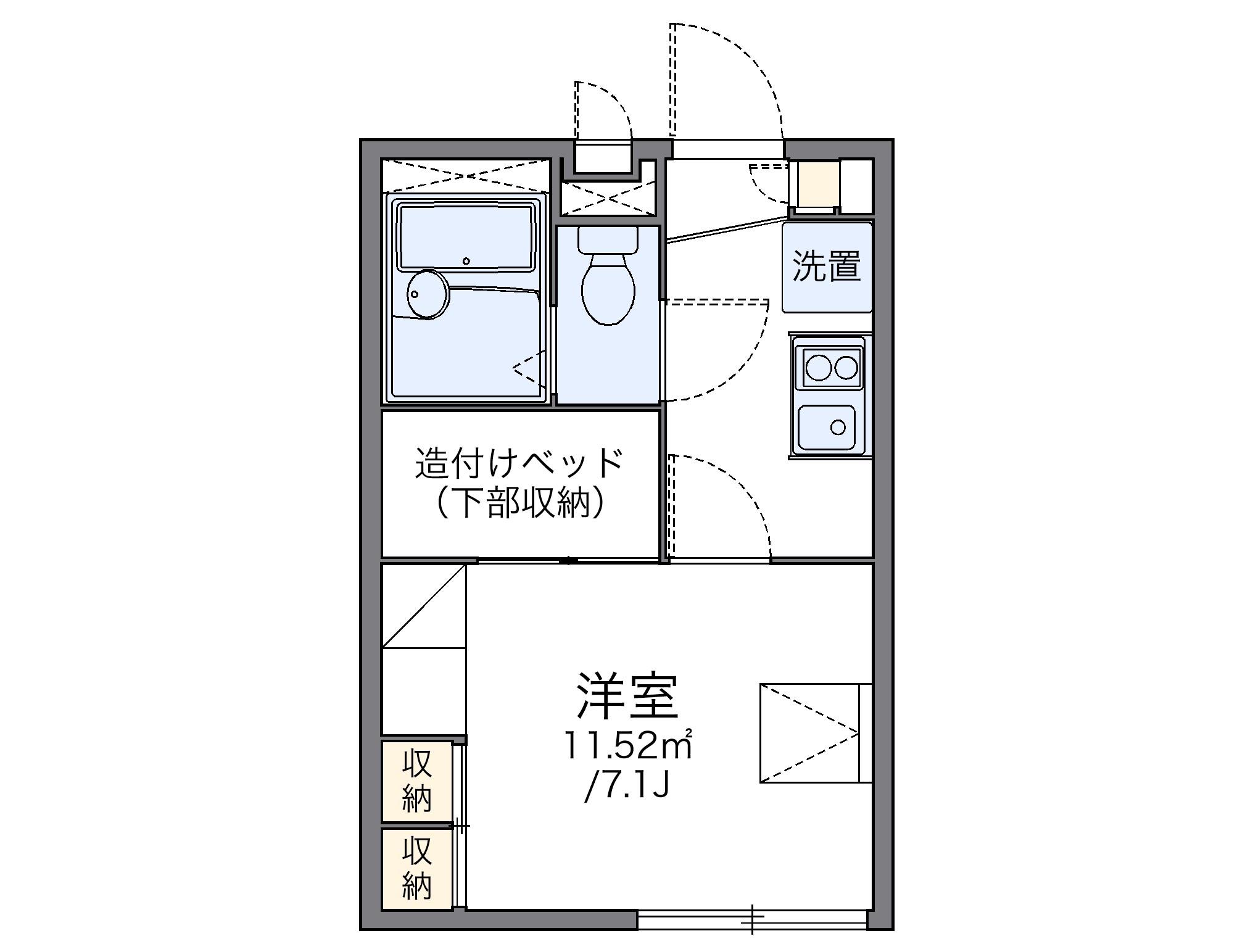 レオパレスクロスロードⅡ(1K/2階)の間取り写真