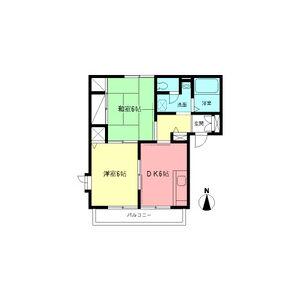 パレス湘南Ⅰ(2DK/2階)の間取り写真