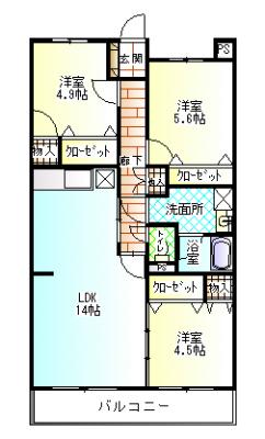 ラ・フレーズ(3LDK/3階)の間取り写真