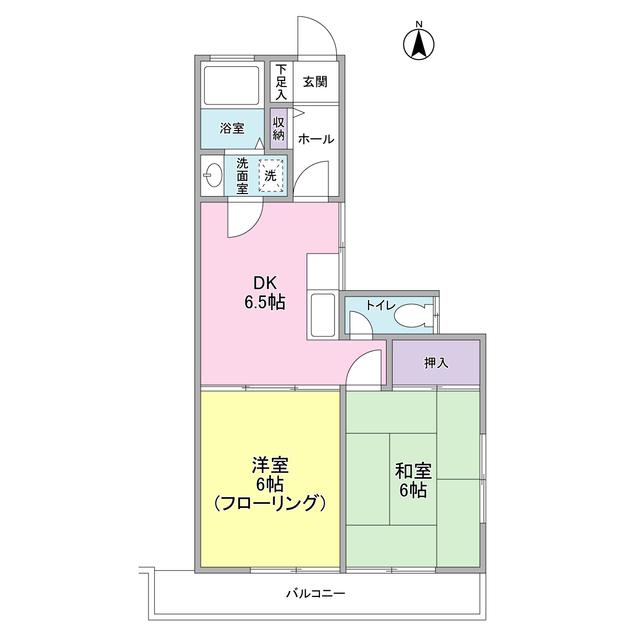 グランシャリオ三ツ境(2DK/1階)の間取り写真