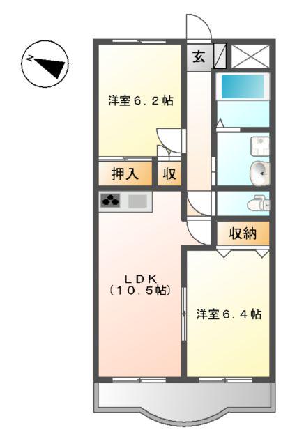 カーム・ルーラル(2LDK/3階)の間取り写真