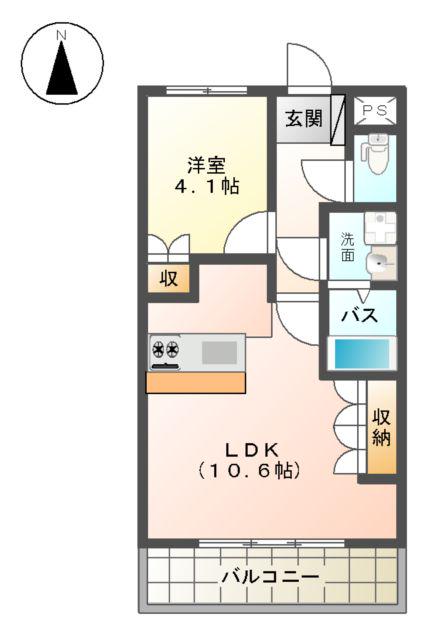 エルマルム(1LDK/2階)の間取り写真