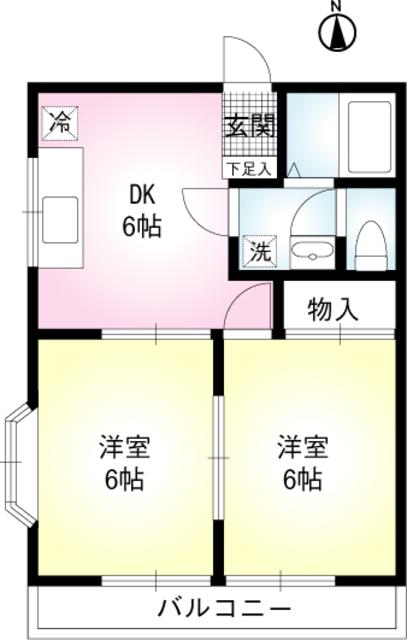 ハイツMO(2DK/2階)の間取り写真