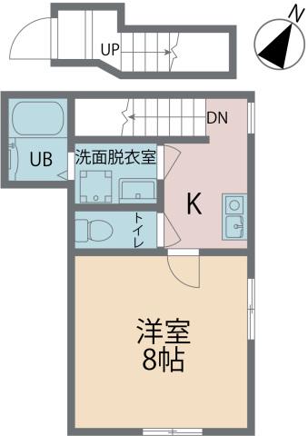 カインドネス町田旭町(1K/2階)の間取り写真