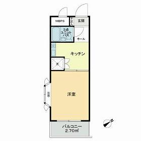 ライオンズマンション矢部第3(1K/2階)の間取り写真