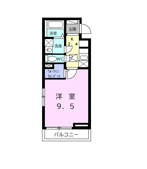 サウスⅡ(1K/1階)の間取り写真