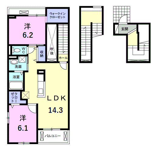 ブライト イースト(2LDK/3階)の間取り写真