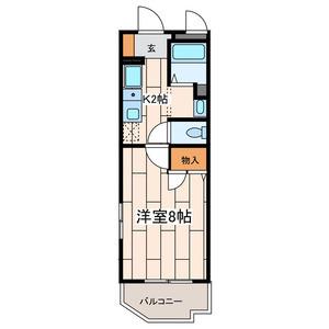 湘南パークヒル2(1K/2階)の間取り写真