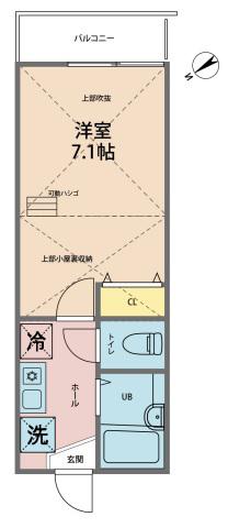 カインドネス町田南大谷(1K/2階)の間取り写真