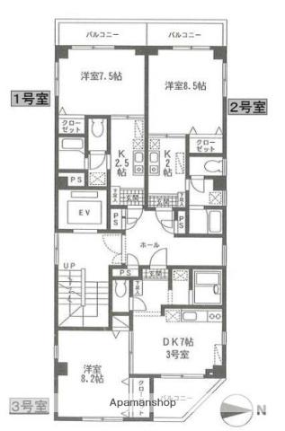飯塚ビル(1K/3階)の間取り写真