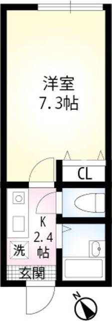 ウィズプレイス高津(1K/1階)の間取り写真