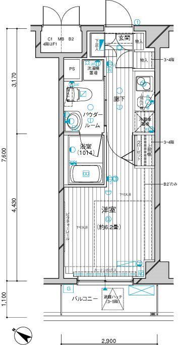 メインステージ川崎Ⅲ(1K/3階)の間取り写真