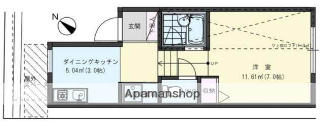 エアフォルク浦島町(1K/1階)の間取り写真