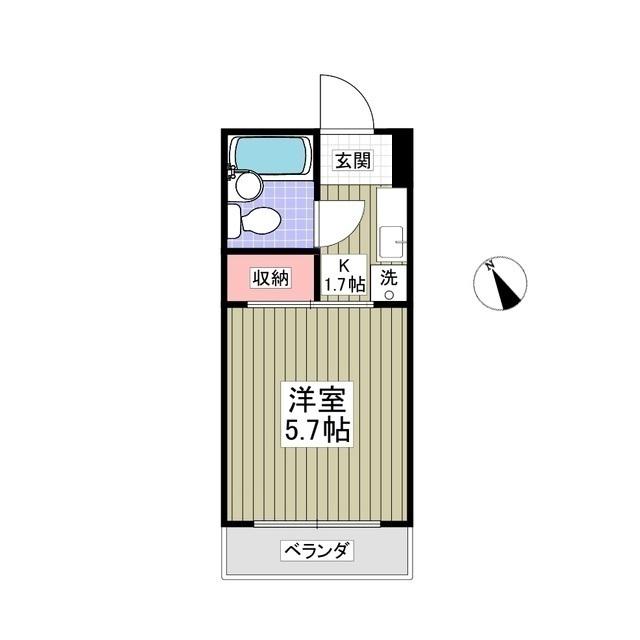 シャトール田口戸塚Ⅰ棟(1K/2階)の間取り写真