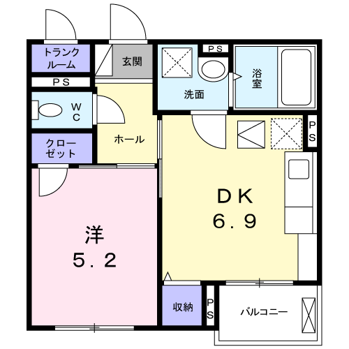 ナトゥーラ レ ミル(1DK/1階)の間取り写真