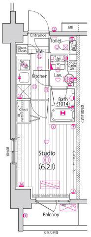 グランドガーラ横浜(1K/6階)の間取り写真