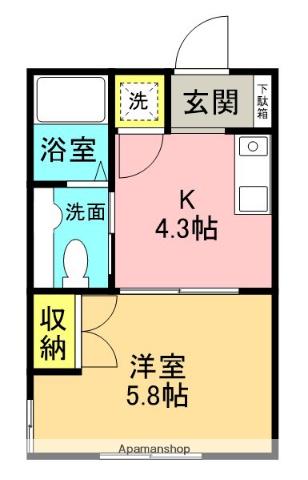 銀河ハイツ(1K/2階)の間取り写真