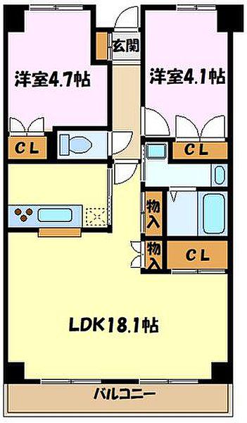 メゾンアイ(2LDK/4階)の間取り写真