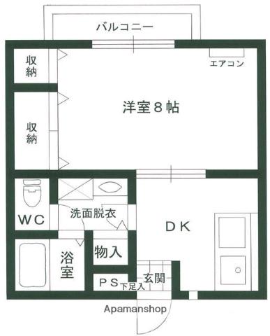 クレスパット弘明寺(1K/2階)の間取り写真