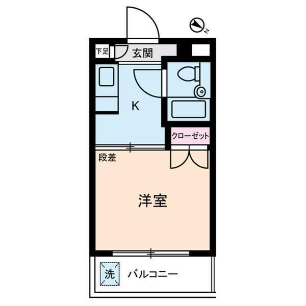 ハイタウン横浜東(1K/4階)の間取り写真