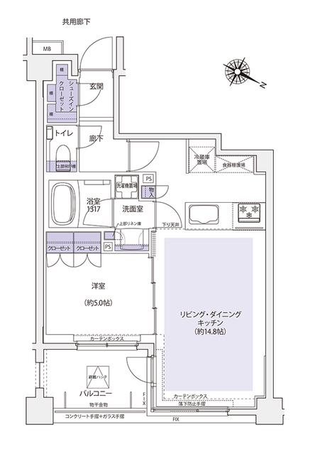 KDXレジデンス横濱紅葉坂(1LDK/1階)の間取り写真